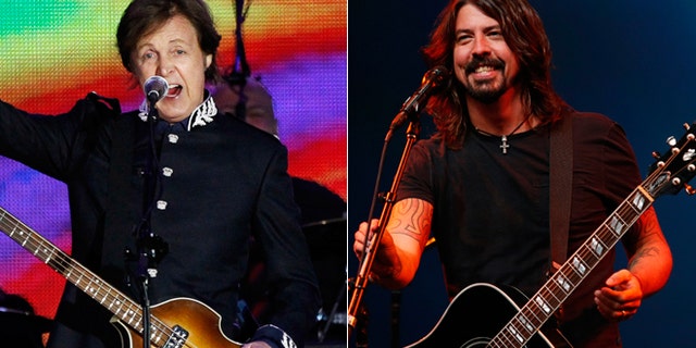 Paul McCartney, left, and Dave Grohl, right.
