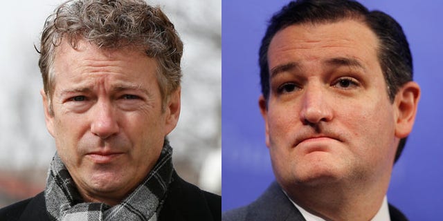 Shown here are Sen. Rand Paul, left, and Sen. Ted Cruz.