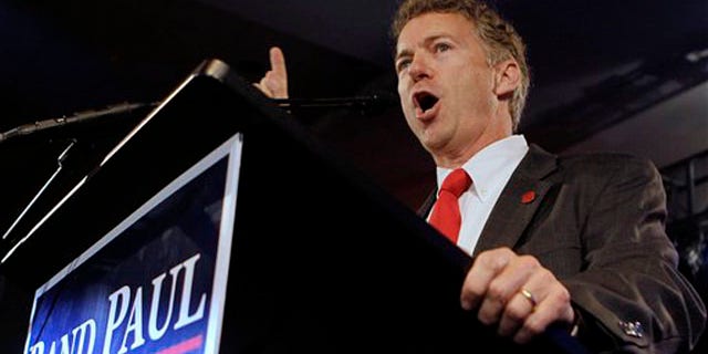 Republican Senate candidate Rand Paul speaks at his victory party in Bowling Green, Ky., Nov. 2. (AP Photo)