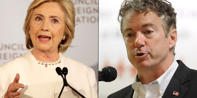 At left, Hillary Clinton; at right, Sen. Rand Paul (AP)