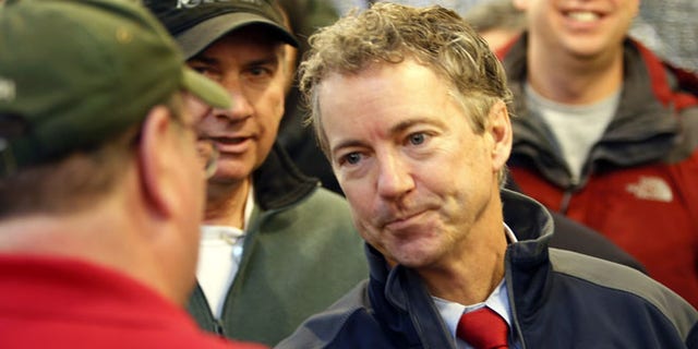 Jan 14. 2015: U.S. Sen. Rand Paul, R-Ky., meets with members of the Londonderry Fish and Game Club. (AP)