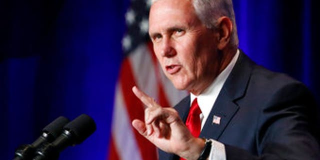Vice President Mike Pence speaks at the Young America's Foundation's 39th annual National Conservative Student Conference, Friday, Aug. 4, 2017, in Washington. (AP Photo/Alex Brandon)
