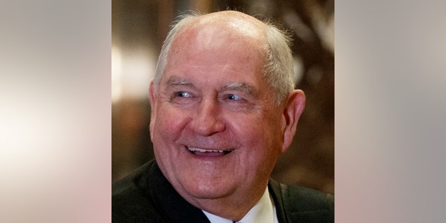 FILE- In this Nov. 30, 2016, file photo, former Georgia Gov. Sonny Perdue smiles as he waits for an elevator in the lobby of Trump Tower in New York. A person familiar with the decision says President-elect Donald Trump has chosen Perdue to serve as agriculture secretary. (AP Photo/Evan Vucci, File)
