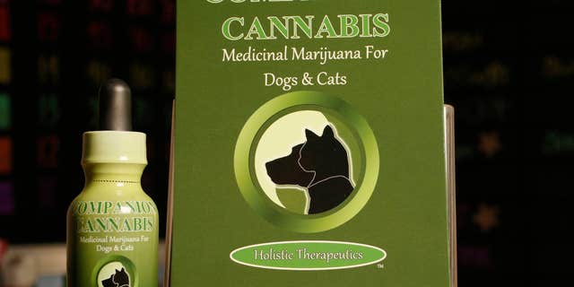 May 30, 2013: A Marijuana medicinal tincture for dogs and cats is displayed at La Brea Compassionate Caregivers, a medical marijuana dispensary in Los Angeles.