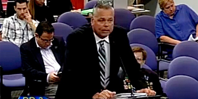 Deputy Scot Peterson, shown speaking in 2015, was armed and stationed on campus when Nikolas Cruz opened fire. Israel said he was “devastated, sick to my stomach” after learning of Peterson’s inaction.