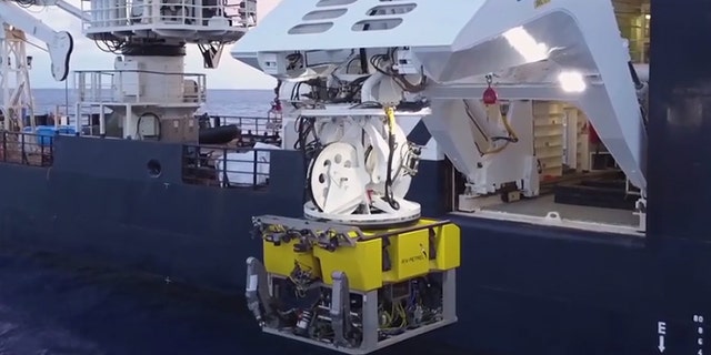 The BXL79 underwater remotely operated vehicle, can conduct missions up to 7,000 meters deep, is deployed from the Petrel.