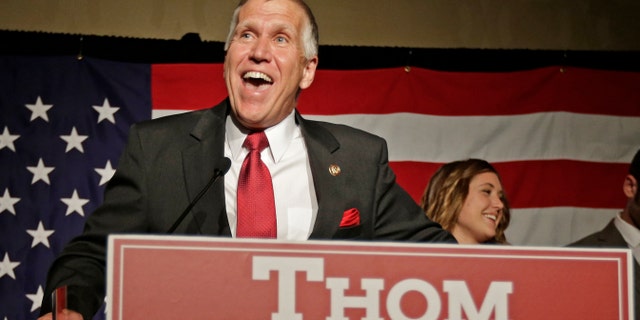 Thom Tillis after winning the Republican nomination for the U.S. Senate Tuesday, May 6, 2014.