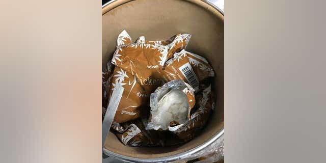 A K9 narcotics dog alerted U.S. Customs and Border Protection agents to a "white, powdery substance" in barrels of iron oxide.