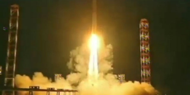A Zenit rocket launches into space carrying Russia's Phobos-Grunt spacecraft oward Mars on a mission to collect samples of the Martian moon Phobos. Liftoff occured on Nov. 9, 2011 Local Time from Baikonur Cosmodrome in Kazakhstan (Nov. 8 EST).
