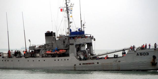 A ship of the Nigerian navy, taking part in a counter-piracy patrol on September 28, 2011. Wast Africa has overtaken Somalia as the world's piracy hot-spot with 966 sailors attacked last year, a report by the International Maritime Bureau (IMB) said on Tuesday.