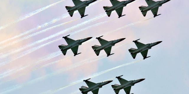 This file photo shows South Korea's T-50 supersonic jets, pictured in Gyeryong, south of Seoul, on October 1, 2009. S.Korea will buy European bunker-busting missiles as the United States refused to sell the same kind of weapons to the country, the state procurement agency said on Wednesday.