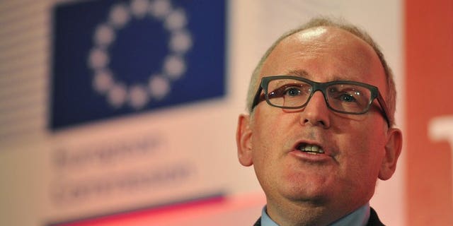 Dutch Foreign Minister Frans Timmermans speaks during the "Prospects for Revival in the Eurozone - and what place for Britain in Europe?" conference in London, on February 28, 2013. The conference on the future of the Eurozone and Britain's place in Europe hosted speakers including European Economic Affairs Commissioner Olli Rehn and EU president Herman Van Rompuy. AFP PHOTO / CARL COURT