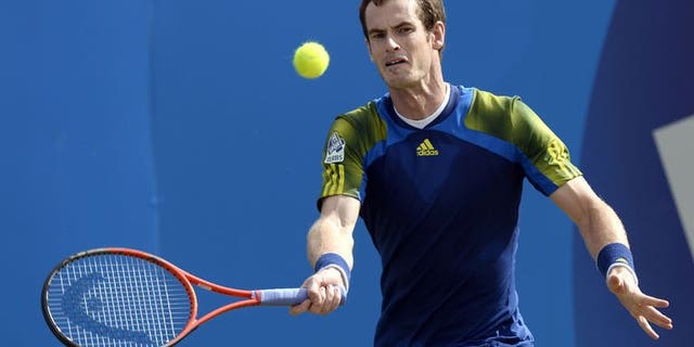 Britain's Andy Murray returns to Croatia's Marin Cilic during their ATP Aegon Championships final tennis match at the Queen's Club in west London on June 16, 2013. Murray believes the seeds for his historic Olympic and US Open triumphs were sown by his tearful defeat to Roger Federer in last year's Wimbledon final.