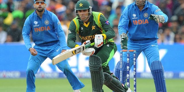 Misbah-ul-Haq (centre) bats for Pakistan against India in a Champions Trophy game at Edgbaston on June 15. Pakistan Monday conceded their next two cricket series will be held at neutral venues, inviting bids to host South Africa and Sri Lanka in the United Arab Emirates.