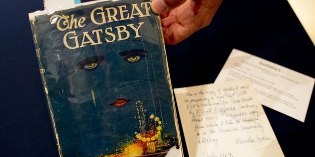 A copy of "The Great Gatsby" by F. Scott Fitzgerald is displayed June 6, 2013 at Sotheby's in New York. A French Riviera villa where "The Great Gatsby" author Francis Scott Fitzgerald and his wife Zelda lived between 1922 and 1924 is up for sale for 27.5 million euros ($36 million), Sotheby's International Realty said on Friday.