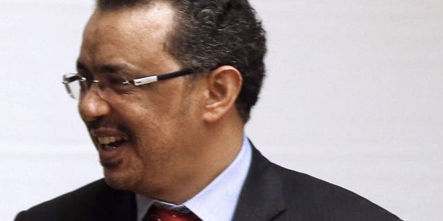 Ethiopian Foreign Foreign Minister Tedros Adhanom is pictured in Addis Ababa, on May 25, 2013. Ethiopia is hoping that talks with Egypt will ease a row over sharing the waters of the Nile, Adhanom said on Sunday during a trip to Algeria.