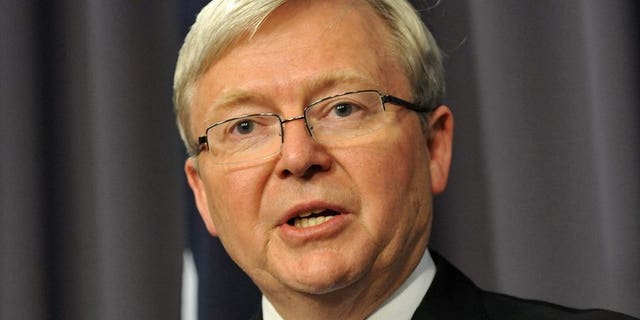 Australia's Kevin Rudd talks to the media at Parliament House in Canberra, on June 26, 2013. Rudd -- who ousted Julia Gillard in a leadership contest last week -- has appointed a Muslim lawmaker as his parliamentary secretary. The appointment means Ed Husic is the first Australian frontbencher of Muslim faith.
