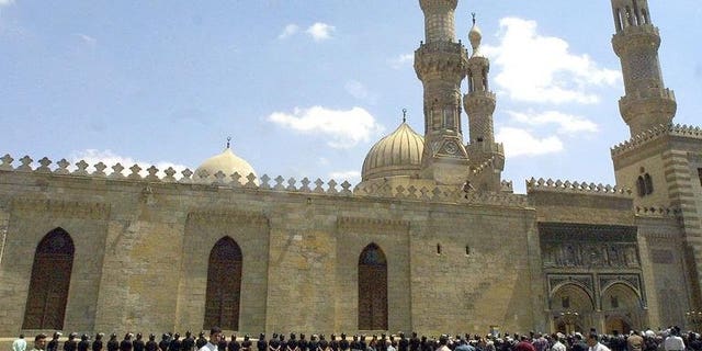 A file picture taken on April 19, 2002 shows Cairo's al-Azhar mosque. The Al-Azhar has voiced concern about the infiltration of gunmen into "peaceful" protests across Egypt demanding the resignation of Islamist President Mohamed Morsi.