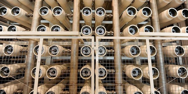 Reverse osmosis cells at a water desalination plant in east London, on June 2, 2010. French utilities giant Veolia says it has won a 10-year contract to produce 47 million gallons of desalinated water a day for a petrochemical plant in Saudi Arabia.