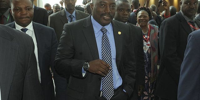 DR Congo President Joseph Kabila (C), seen at the 50th African Union Anniversary Summit in Addis Ababa on May 26, 20113. Opposition parties in the DR Congo have rejected an offer of "national consultations" made by Kabila, they said in a joint statement.