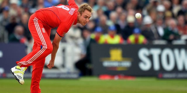 England's Stuart Broad delivers a ball during a One Day International (ODI) match against New Zealand at Trent Bridge in Nottingham on June 5, 2013. Broad tried to allay fears about his fitness ahead of next week's Ashes opener against Australia saying "if the Test started today I'd be ready to go".