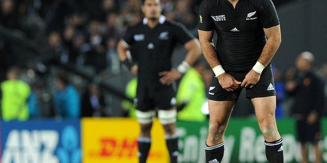 New Zealand All Blacks' Stephen Donald prepares to score the crucial penalty against France during their 2011 Rugby World Cup final match at Eden Park Stadium in Auckland, on October 23, 2011. Much-maligned Donald's unlikely role in N.Z.'s narrow win will be immortalised in a movie, according to reports.