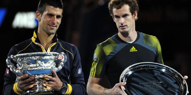 Noval Djokovic (left) and Andy Murray after the Australian Open final in Melbourne in January. Penpix of Novak Djokovic and Andy Murray who contest the Wimbledon men's final at the All England Club on Sunday.