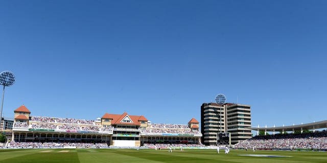 A view of the playing field at Trent Bridge in Nottingham, central England on May 25, 2012. A familiar sound associated with the England cricket team is set to be missing during next week's Ashes opener in Nottingham after 'Billy the Trumpet' was effectively banned from playing at Trent Bridge.