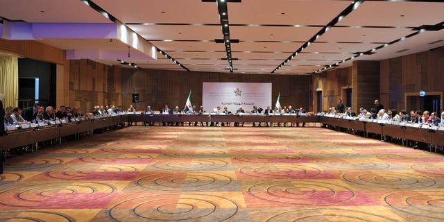 The National Coalition of Syrian Revolution and Opposition forces meets on July 4, 2013, in Istanbul. Ahmad Assi Jarba, chosen Saturday as leader of the opposition Syrian National Coalition, is a tribal chief and veteran dissident who fled abroad in August 2012 after being released from a second stint in the regime's jails.