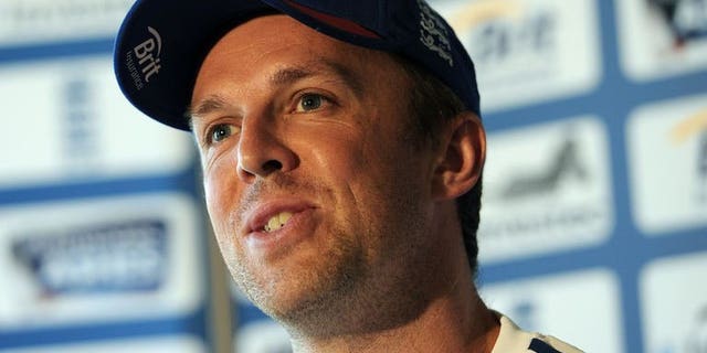 England spinner Graeme Swann speaks during a press conference at Trent Bridge in Nottingham, central England on July 8, 2013, prior to the first Ashes Test between England and Australia on July 10. Swann said Monday that England did not regard themselves as a "dominant force" in world cricket ahead of this season's Ashes series.