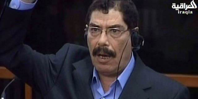 An image grab taken from the state-owned Al-Iraqiya TV shows Saddam Hussein's half-brother, former security service chief Sabawi Ibrahim al-Hassan, as the Iraqi High Tribunal sentenced him to death for crimes against humanity at the court in the Green Zone in Baghdad on March 11, 2009. Hassan died of cancer in a Baghdad hospital on Monday, the justice ministry said.