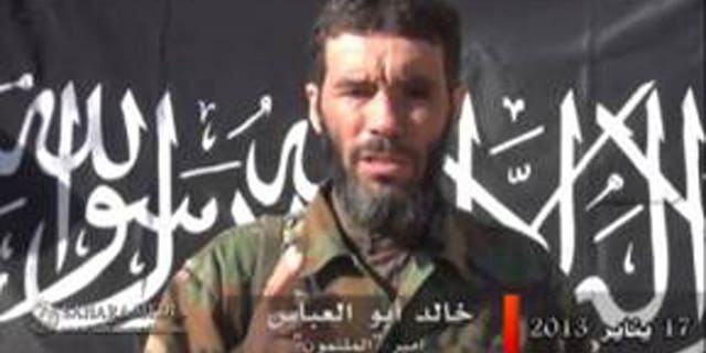 An image by Sahara Media released on January 20, 2013, shows Algerian jihadi mastermind Mokhtar Belmokhtar giving a statment. An Al Qaeda splinter group founded by Belmokhtar on Monday claimed that it was behind a deadly prison break in Niger last month, a statement published by online news agency ANI said.