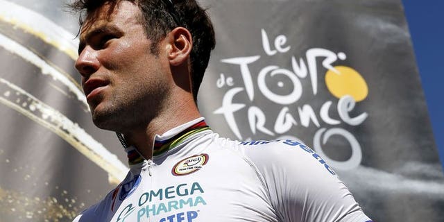 Britain's Mark Cavendish at a ceremony in Castres before the start of the eighth stage of the Tour de France on July 6, 2013 between Castres and Ax 3 Domaines, southwestern France. Cavendish is no longer welcome at the Boxmeer Criterium in the Netherlands, Dutch news agency ANP said on Thursday, reporting that race organisers had withdrawn his name from the list of starters.