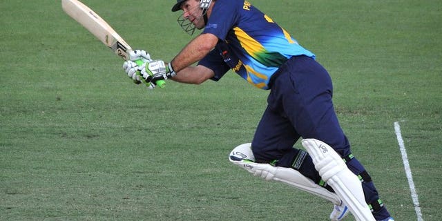 Captain Ricky Ponting of Australia bats in Canberra on January 29, 2013. Ponting bowed out in style as the former Australia captain hit 169 not out for Surrey in his final first-class innings against Nottinghamshire