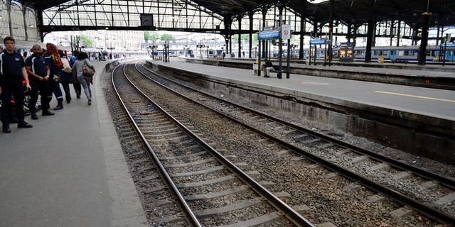 A view of empty tracks at the Saint Lazare train station in Paris on June 13, 2013. A train derailed in the Paris suburb of Bretigny-sur-Orge in an accident that authorities fear may have caused "many casualties", officials said.
