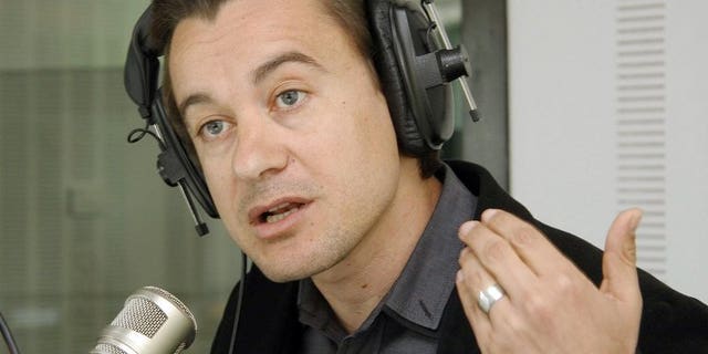 The head of a Tunisian TV channel Ettounsiya, Sami Fehri, speaks on March 24 2011 during a radio talk show in Tunis. His trial for alleged corrution during the rule of now-toppled strongman Zine El Abidine Ben Ali, opened with the defence requesting bail.