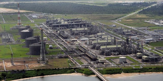 An aerial view of Nigeria Liquefied Natural Gas (NLNG) plant at Bonny Island in Rivers State on March 22, 2013. A Nigerian agency that has blockaded liquefied natural gas exports for three weeks, costing $475 million in revenue, agreed Friday to end its action after resolving a fees dispute, the company said.