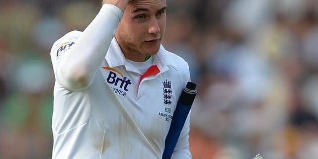England's Stuart Broad leaves the pitch at the end of the third day of the Ashes cricket match in Nottingham on July 12, 2013. West Indies great Michael Holding has called for Broad to banned from the second Ashes Test at Lord's after the England batsman refused to walk in the series opener.