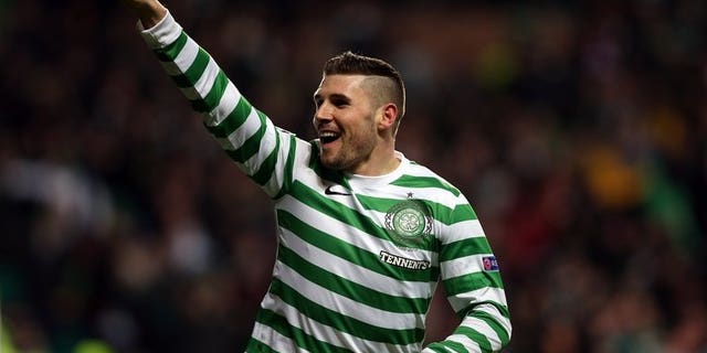 Celtic's English forward Gary Hooper celebrates scoring a goal in Glasgow on December 6, 2012.The club's manager Neil Lennon admits the star striker could have played his last game for the Scottish champions.