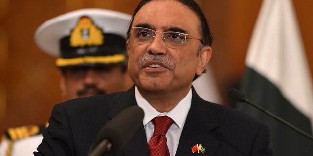 Pakistani President Asif Ali Zardari speaks during a joint press conference with unseen Chinese Premier Li Keqiang at the presidential palace in Islamabad on May 22, 2013. Pakistan's lawmakers will elect a new president on August 6, the election commission said Tuesday, to replace Asif Ali Zardari who will not stand for a second term.