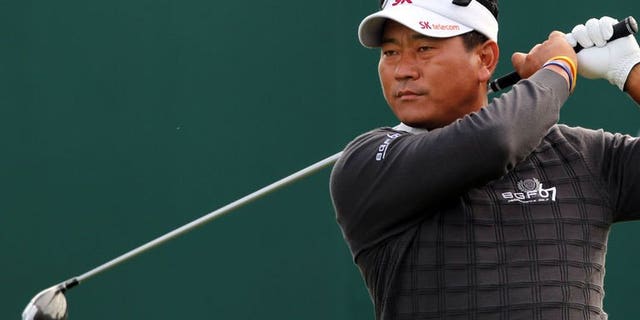 South Korea's KJ Choi tees off on the first hole during the first round of the British Open at Muirfield golf course at Gullane in Scotland, on July 18, 2013.