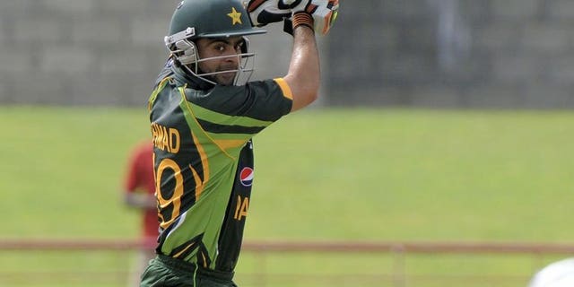 Pakistan opening batsman Ahmed Shehzad plays a cut shot at Beausejour Cricket Ground, in Gros Islet, St. Lucia on July 19, 2013.