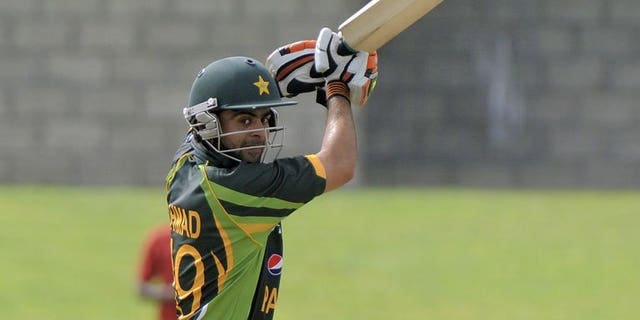 Pakistan opening batsman Ahmed Shehzad plays a cut shot at Beausejour Cricket Ground, in Gros Islet, St. Lucia on July 19, 2013.