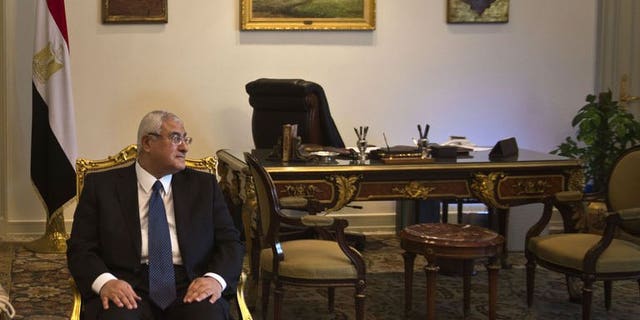 Egypt's interim president Adly Mansour, pictured in Cairo on July 15, 2013, appointed a committee of experts to amend the constitution that was suspended following the military's overthrow of president Mohamed Morsi, the presidency said.