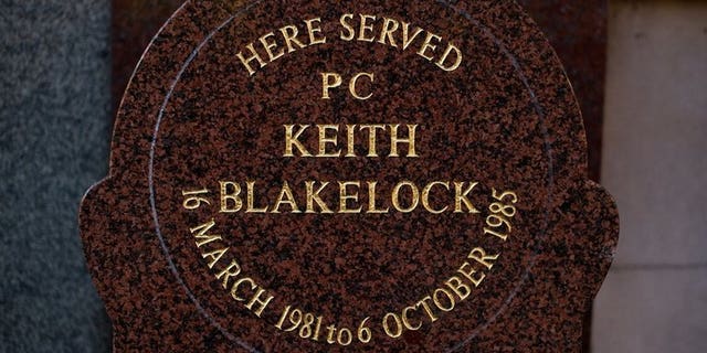 A memorial stone to PC Keith Blakelock on Muswell Hill in north London pictured on October 6, 2010. A 44-year-old man accused of the murder of PC Keith Blakelock during the Broadwater Farm riots in north London in 1985 will appear at Westminster Magistrates' Court on Wednesday.