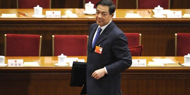 Bo Xilai attends a National People's Congress meeting as the Communist Party secretary of Chongqing, on March 9, 2012. The once-powerful politician has been indicted for bribery, corruption and abuse of power, the state news agency Xinhua said Thursday.