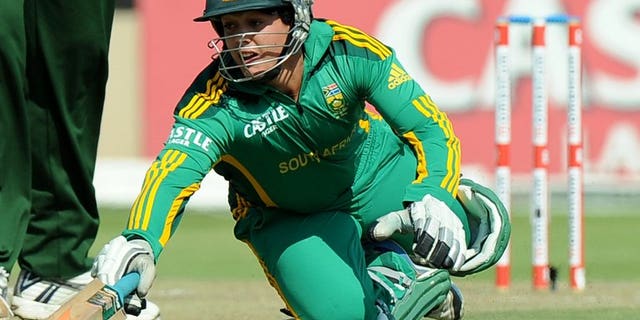 Quinton de Kock dives to reach the crease against Pakistan in Benoni in March. De Kock rejoined the South Africa team as captain AB de Villiers won the toss and elected to bat in the crucial third one-day international against Sri Lanka in Pallekele on Friday.