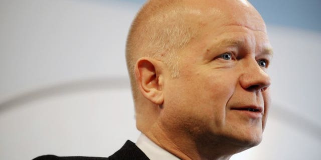 British Foreign Secretary William Hague speaks to the media in Pristina on October 25, 2012. Hague said on Saturday he was "deeply concerned" by unrest in Egypt that has led to dozens of deaths and condemned the use of force against protesters.