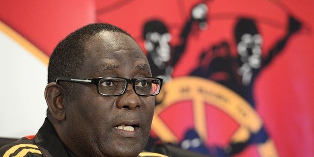 The general secretary of the Congress of South African Trade Unions, Zwelinzima Vavi, gives a press conference on May 29, 2013 at COSATU headquarters in Johannesburg. An employee has accused him of rape, but the politician shot down the allegation as a plot on Saturday.