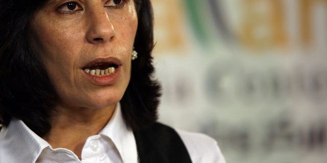 Khaleda Jarar, a leader of the Popular Front for the Liberation of Palestine (PFLP), speaks during a press conference in in the West Bank city Ramallah, on September 26, 2010. A major faction of the Palestine Liberation Organisation rejected new peace talks with Israel just hours before their scheduled resumption in Washington on Monday after a three-year break.